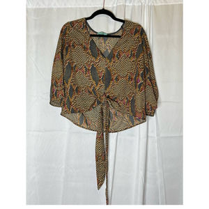 Snakeskin Size Large Tie Front Blouse Karlie Brand‎